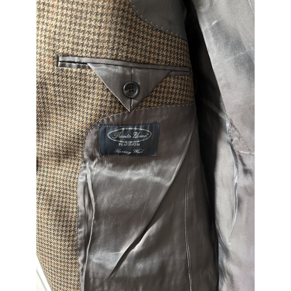 Pronto Uomo Platinum Brown Wool Blazer 42 Long - Picture 7 of 8